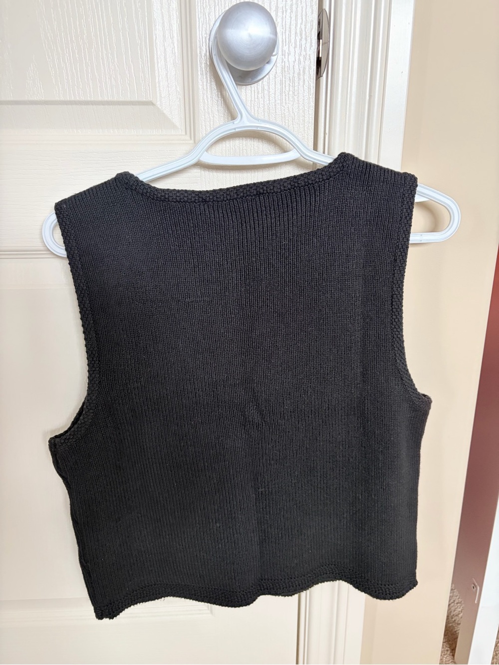 Abercrombie & Fitch Black and Striped Set Ribbed Knit Vest with Button Detail - Picture 2 of 8